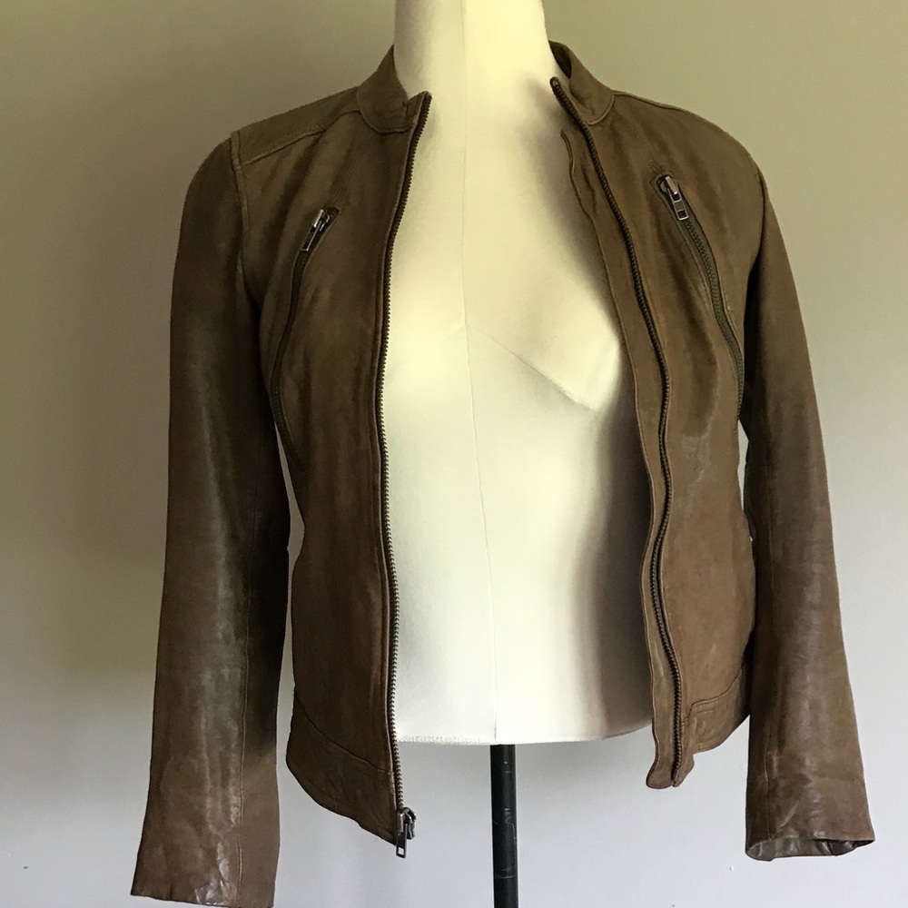 Banana Republic taupe leather jacket - Picture 3 of 7